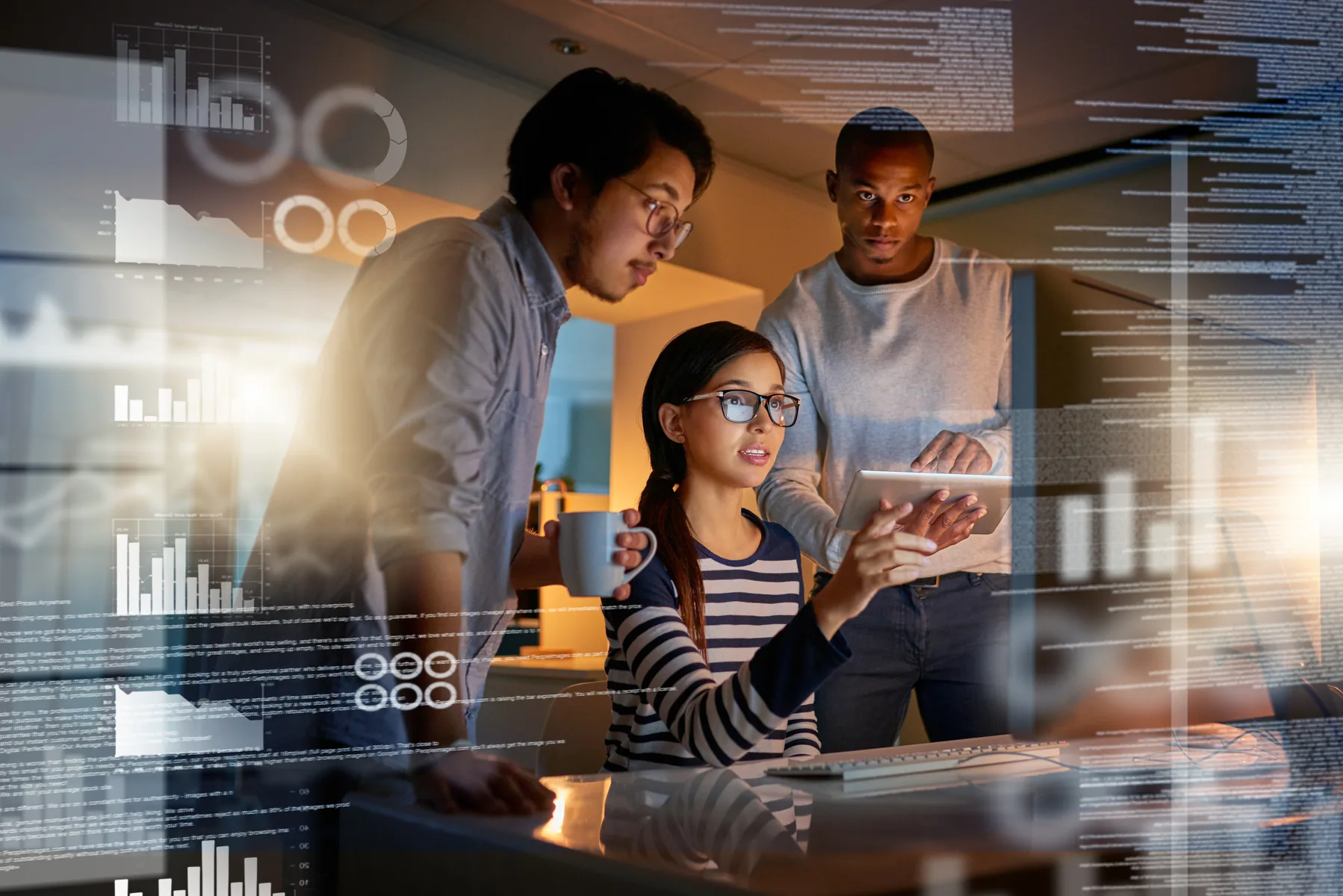 Digital engineering team collaborating around enterprise data