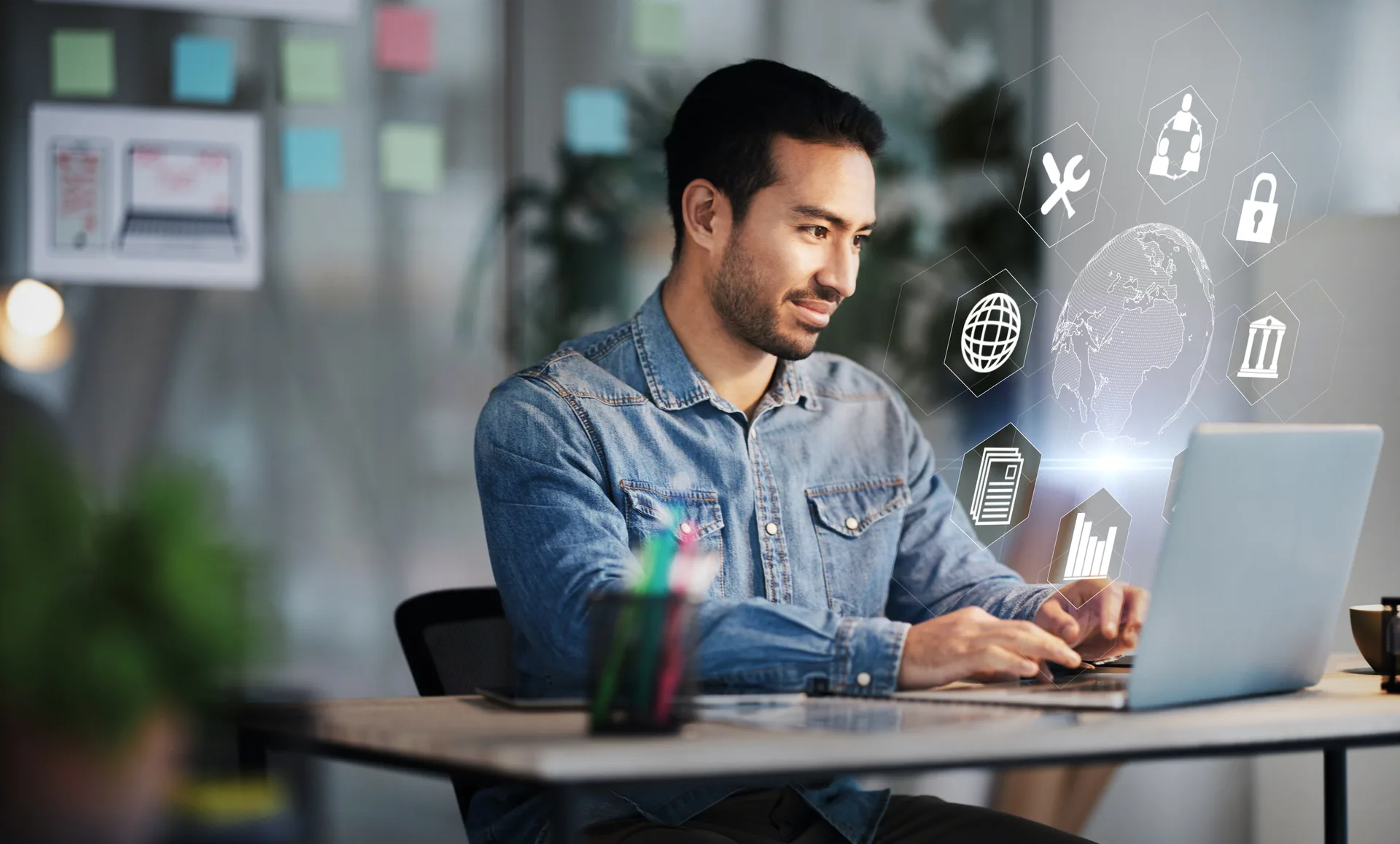 Technology professional working with secure digital systems